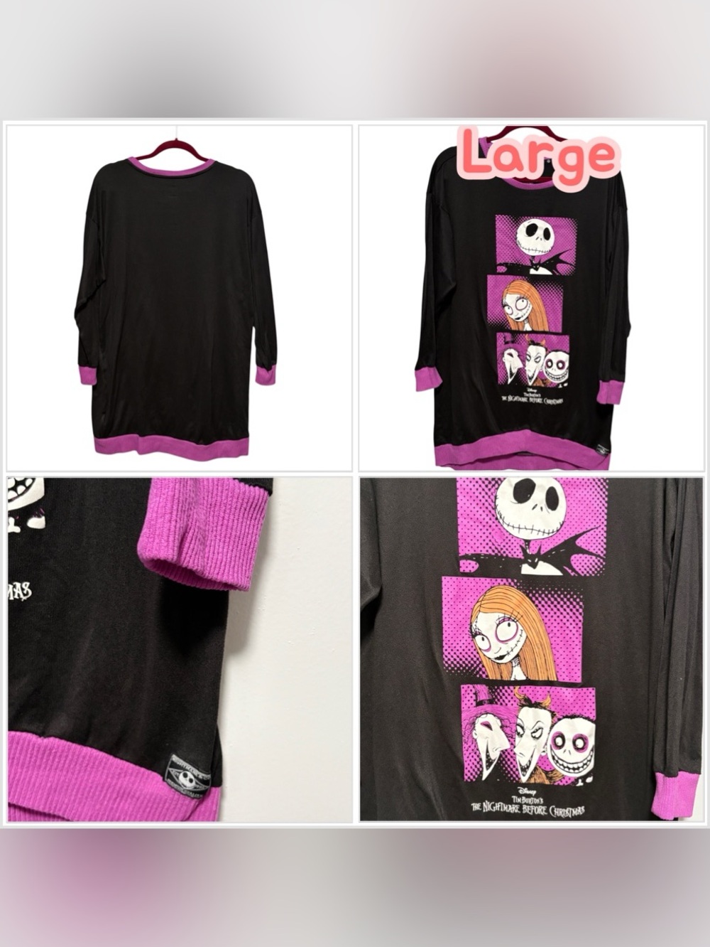 Disney Tim Burton’s The Nightmare Before Christmas Large Shirt Stretch Cozy